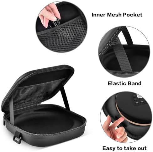 ANKHOH Portable CD Player Case, Travel Carrying Holder Storage for Walkman Discman with CD Earphone&Cable Accessories Storage, Compatible with Deluxe/HOTT/Gueray/GPX/Klim/ARAFUNA, Case Only
