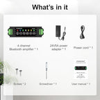 STUODIOFINIX 4-Channel Mini Bluetooth Amplifier 120w for Passive Speakers with TWS,AUX,MIC,USB,Replacement Part,Suitable for Wall/Ceiling/Marine/Bookshelf Speakers