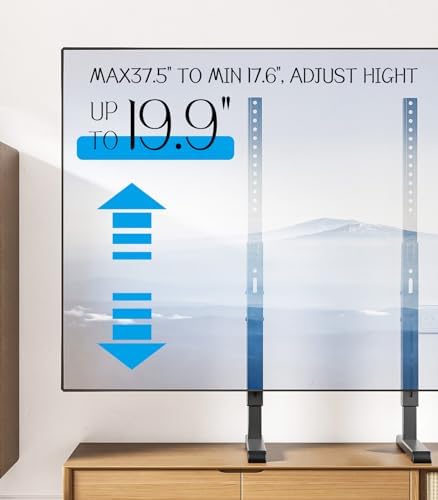 Universal TV Stand, Table Top TV Stand Base Replacement for Most 37 to 86 Inch LCD LED TVs, 7 Height Adjustable TV Legs with Cable Management Hold up to 150lbs, Max VESA 800x600mm, Black AX10TB01