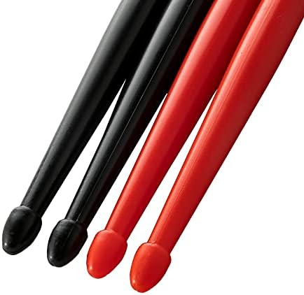 Nylon Drumsticks 2 pairs with ANTI-SLIP Handles for Drum,Exercise Plastic Drum Sticks,Attractive,Light and Durable Sticks for Drums,Musical Instrument Percussion Accessories (Black and Red)