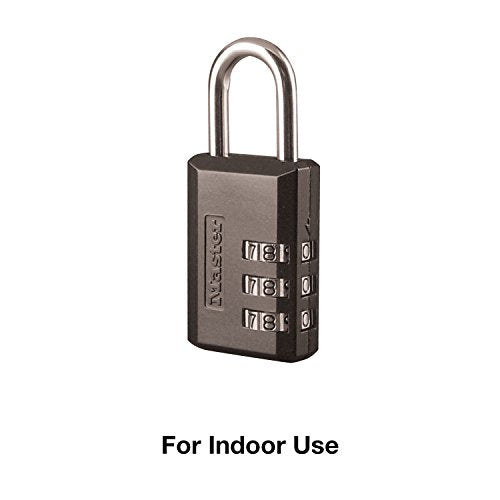 Master Lock Black Combination Padlock, Indoor Gym Locker Lock with Customizable 3-digit Code for Luggage, Backpacks, Cabinets, 647D
