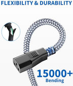 Power Cord-3 Prong Power Cable 10A 250V AC Power Cable 6.6FT/2m Nylon Braided Replacement 3 Pin Power Cord for Computer, Monitor, Printer,TV, PC,Projector,Power Supply Cable