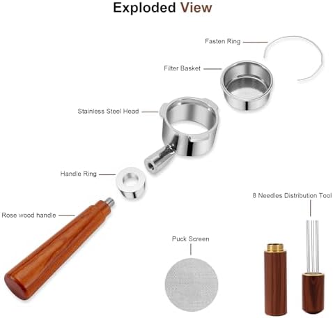 54mm Bottomless Portafilter, 3 Ears Espresso Portafilter, Compatible with 54mm Breville Sage Barista Espresso Machine, Puck Screen and Distribution Tool Included, Espresso Accessories Kit