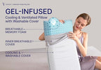 Vaverto King Size Gel Memory Foam Pillow: Ventilated, Orthopedic, Contoured Support, Cooling Design with Viscose Made from Bamboo Cover - Ideal for Side and Back Sleepers, Dorm Room Essential