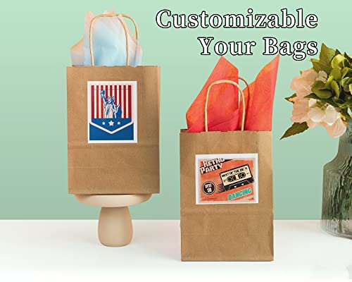 RACETOP 50Pcs 8x4.5x10.8 inch Brown Gift Bags with Handles, Paper Gift Bags, Kraft Paper Bags, Gift Bags Bulk, Craft Gift Bags, Retail Bags, Shopping Bags, Favor Bags