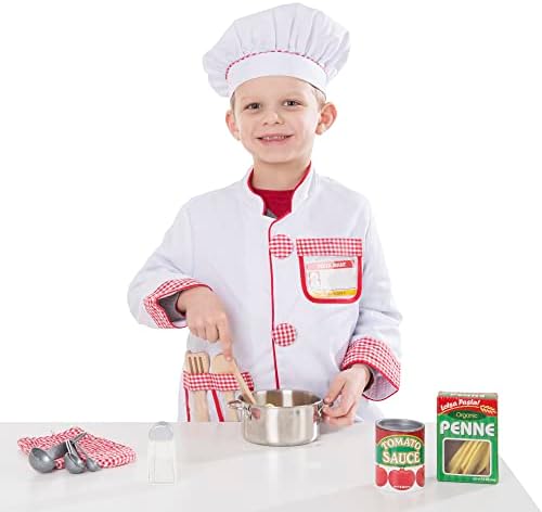Melissa & Doug Chef Role Play Costume Dress -Up Set With Realistic Accessories Pretend Chef Outfit, Costume For Kids, Toddlers, Ages 3+