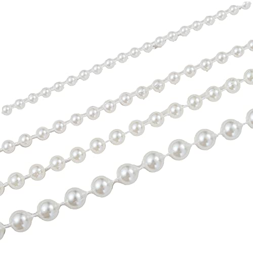YoungJewl 8mm Crafts Faux Pearl Beads Garland Pearl Bead Roll Strand of Pearls to Decorate Floral Centerpieces Wedding Party Favor Christmas Tree(33 Feet Ivory)