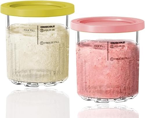 24 oz. Extra Pint | Containers Replacement for Ninja Creami Pints and Lids - 4 Pack, Compatible with Ninja NC500, NC501 Series Creami Deluxe Ice Cream Maker - Dishwasher Safe