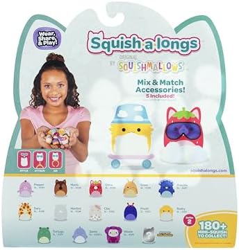 Squish-a-longs 14 Pack - Series 2, Wave 2 - (14) 1” Mini-Squish with (4) Accessories, (1) Ring Attachment, and (1) Collector’s Guide - Collect, Trade, & Play