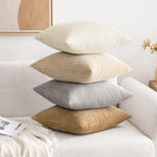 MIULEE Pack of 2 Corduroy Pillow Covers Soft Soild Cushion Cases Decorative Square Christmas Throw Pillow Covers Cream White Pillowcases for Sofa Bedroom Car 20 x 20 Inch 50 x 50 Cm