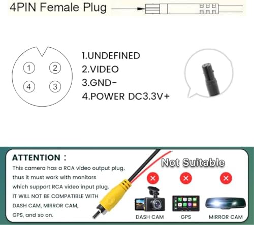 AHD 1080P Backup Camera Only Compatible with Stereo Head Units/Monitors That Support AHD 1080P 25HZ/PAL Video Signal, Flush Mount Reverse Rear Front Side View Camera for Cars Pickup SUVs TTXSCAM-E01