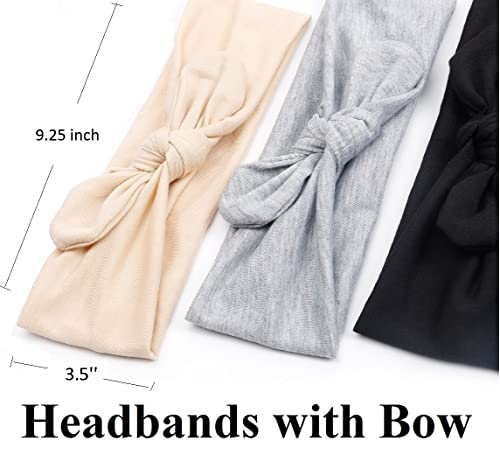 Tobeffect Bow Headbands for Women Non Slip 3.5'' Wide Knotted Headband Hair Bands with Bows Rabbit Ears Womens Turban Headbands Headwraps Girls Strechy Cute Hair Accessories…