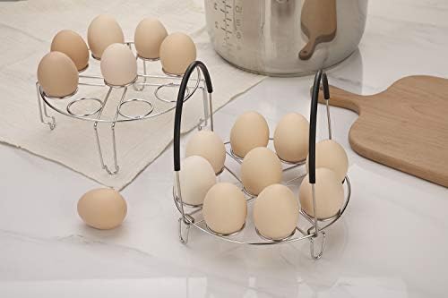 Aozita Multipurpose Stackable Egg Steamer Rack Trivet with Heat Resistant Silicone Handles Compatible for Instant Pot Accessories 6 Qt/8 Qt - 18 Egg Cooking Rack for Pressure Cooker Accessories