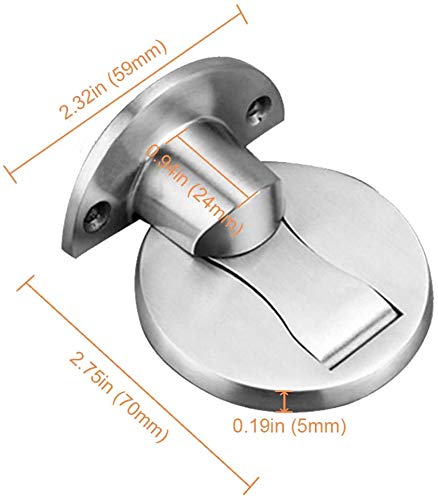 Magnetic Door Stop,Magnetic Door Stopper Brushed Satin Nickel,Floor Metal Magnetic Door Catch Invisible Door Holder with Adhesive,Stainless Steel Heavy Duty Silver Doorstop