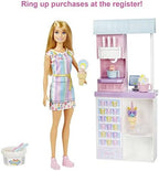 Barbie Careers Playset, Ice Cream Shop Set with Blonde Fashion Doll, Ice Cream Machine, Molds, Dough & Accessories