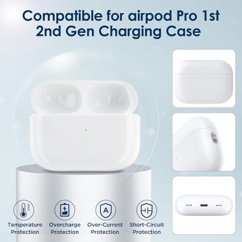 Replacement Charging Case for Air Pods Pro 1st 2nd Charging Case, Wireless Charging Case for AirPod Pro Charging Case Support for Bluetooth Sync Button, Low Power Air Pod Charging Case with Tips Voice