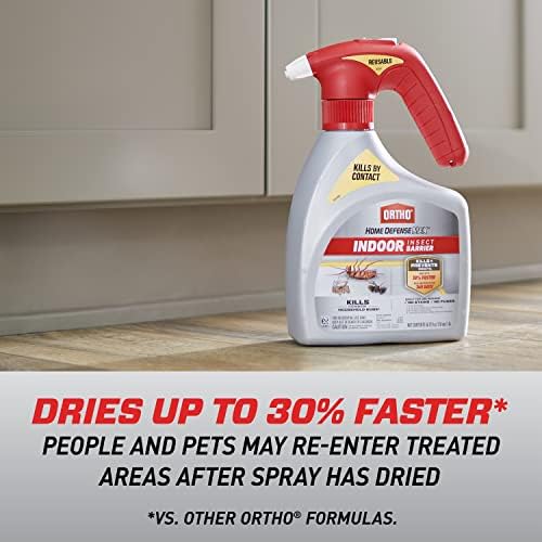 Ortho Home Defense Max Indoor Insect Barrier with Battery-Powered Sprayer, Kills Ants, Roaches, Spiders, Fleas and Ticks, 1.5 L.