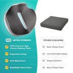 ArtialSynergy Ergonomic Seat Cushion, Lumbar Support for Office, Desk, Car Seats & Wheelchair - Enhances Posture, Tailbone Pressure Relief - Sciatica Pain Device, Back Stretcher & Dining Chair Cushion