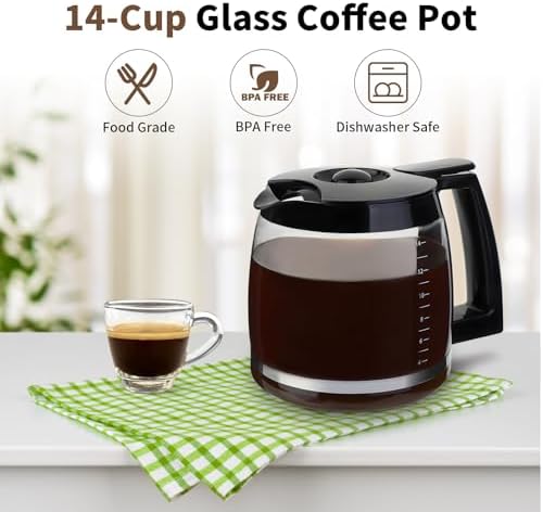 14-Cup Coffee Pot Replacement for Cuisinart Coffee Makers - Compatible with DCC-3200, DCC-3200P1, DCC-2200, DCC-2200RC, DCC-2800 & DCC-T20 Model
