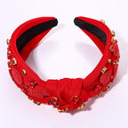 Valentine's Day Headband for Women, Red Pink Rhinestone Heart Headbands, Knotted Headband, Valentine's Day Hair Accessories, Gifts (Red Heart F)