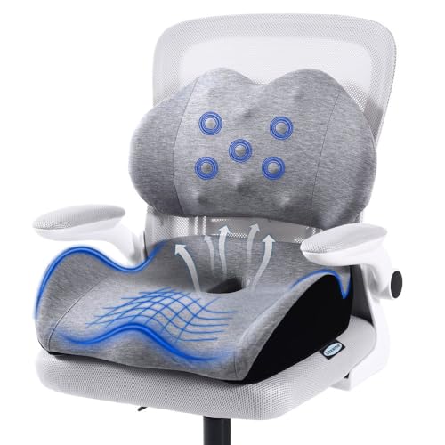 X Large Memory Foam Seat Cushion Lumbar Support Pillow for Sciatica & Tailbone Pressure Relief Coccyx Pad for Office Chair, Car,Wheelchair,Home,Office