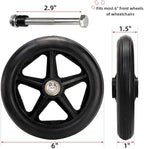 4 Pack Wheel Replacement, 6 Inch Anti-Slip Solid Caster Roller Wheels for Walkers, Heavy-Duty Office Wheelchair Front Wheel Accessories, Safe Rolling for all Floors, Black