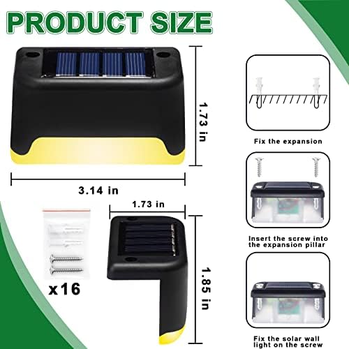 K.E.J. Solar Pool Side Lights Color Changing Solar Deck Lights Outdoor LED Step Light Waterproof Pool Accessories Decor for Stairs Fence Yard Driveway Pathway Yard Backyard Garden (Black-Color, 8)