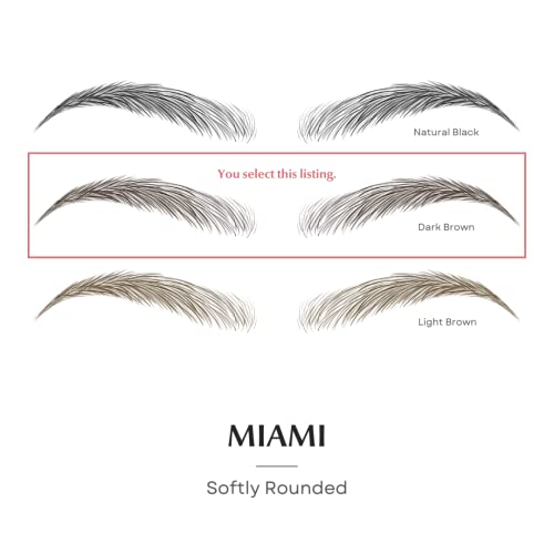 | Waterproof Eyebrow Tattoo Stickers. A real hair stroke look. Hair replacement without surgery. Solution for hair loss. Bushy Tinted eyebrow tattoos. (New Miami, Dark Brown)