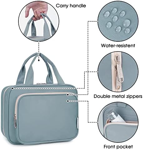 Narwey Hanging Toiletry Bag for Women Travel Makeup Bag Organizer Toiletries Bag for Travel Size Essentials Accessories Cosmetics (Greyish Blue (Medium))