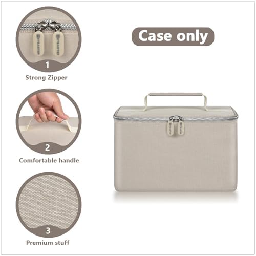 Digital Hand Mixer Carrying Bag for KitchenAid 5/6/ 7/9 Ultra Power Speed Hand Mixers, Portable Travel Storage Case Bag with Handle for Kitchen Aid Mixer Accessories (Box Only) (Beige)