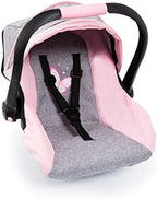 Bayer Design 67933AA Toy, Car Seat Easy Go for Neo Vario Pram with Cover, Doll Accessories, Pink, Grey with Butterfly,Grey/pink, for dolls up to 18"