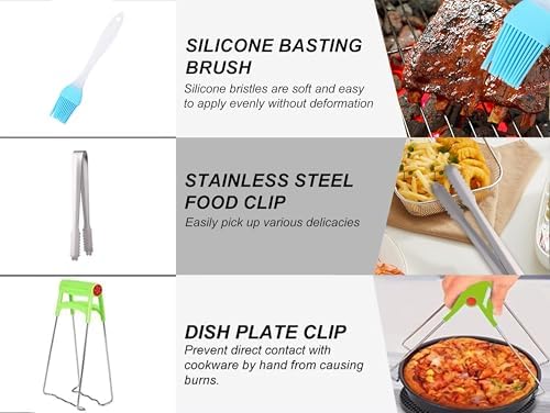 Air Fryer Accessories Set Fit for Gowise Gourmia Cozyna Ninja,Fit All 2.3qt-3.2qt Air Fryer,Kits with Skewers Silicone Mat,Pizza Pan,Cake Barrel,Non-Stick,Dishwasher Safe,Universal,6 Inch 10pcs,Black