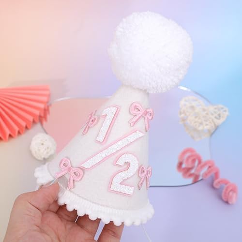 WAOUH Half Birthday Hat - Bow Cake Smash Crown for 6 Month Baby, Mini Photo Prop