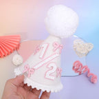 WAOUH Half Birthday Hat - Bow Cake Smash Crown for 6 Month Baby, Mini Photo Prop