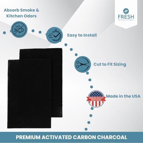 2PK Replacement Activated Carbon Over the Range Microwave Air Filters - Universal Size Cut to Fit Models Frigidaire Whirlpool GE LG Maytag KitchenAid - Made in USA (18"x15")