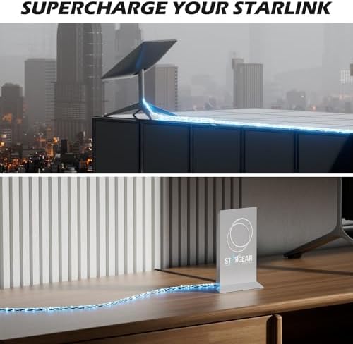 for Starlink Cable 150FT Replacement Cable for Starlink Standard Actuated Gen 2, Starlink Cable Gen 2/ V2 with End Caps Waterproof Gray (150FT/46M)