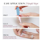 Glamnetic Press On Nails - Mrs. Claus | Semi-Transparent Red French Tip Santa Hat Short Almond False Nails, Reusable Stick On Fake Nails with Glue | Salon Quality | 15 Sizes - 30 Nail Kit
