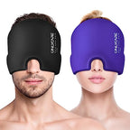 ONLYCARE Migraine Relief Cap, Upgraded Odorless Migraine Ice Head Wrap, Headache Relief Hat for Migraine, Black & Purple