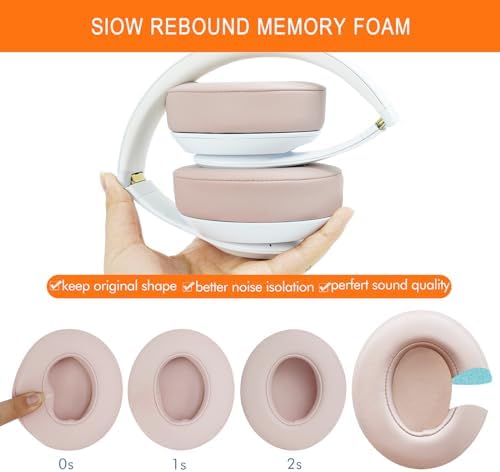 Studio 3 Ear Pads Replacement, GEVO Earpad Cushions for Beats Studio 2 3 Wired Wireless Over-Ear Headphones, Studio3 Ear Cups with Strong Adhesive (Rose Gold)