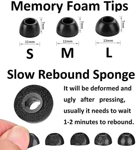 for Soundcore Space A40 P3i P20i P30i P40i Ear Tips Kit Memory Foam Double Flange Replacement Eartips Earbuds Fit in Case Compatible with Soundcore Sport X10 X20 Life A1 Black 9 Pairs