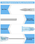 23 Gauge 1 Inch/25MM Luer Lock Needle Pack of 100 for Industrial Accessories Supplies, Individually Packaged