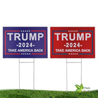 2 Pcs Trump Yard Signs 2024, Corrugated Plastic Signs with H-Metal Stakes, Double-Sided Printing, Fade-Resistant, Weatherproof, Suitable for Lawn, Garden, Outdoor, Ground, Front Yard, 12" x 17"
