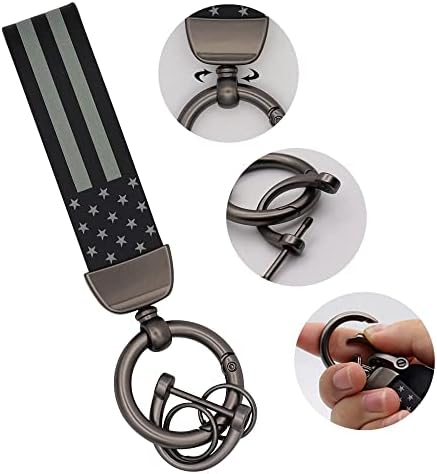 Elegananccy American USA Flag Car Keychain with Zinc Alloy Ring Fit for Truck, Ford, Jeep, Men Car Accessories