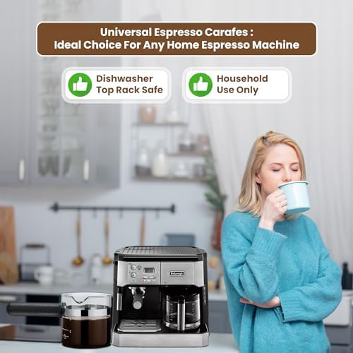 Cafe Brew Collection Premium 4-Cup Universal Glass Espresso Carafe Replacement - Fits Hamilton Beach, Mr. Coffee, Breville, and More Espresso Machines