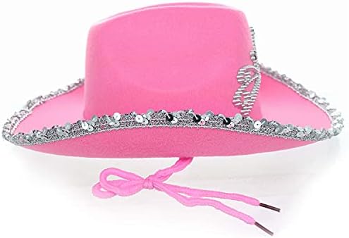 GiftExpress Pink Cowboy Hat With Tiara - CHILD SIZE, Pinky Felt Cowboy Hat for Western Costume, CowGirl Pretend Plays