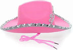 GiftExpress Pink Cowboy Hat With Tiara - CHILD SIZE, Pinky Felt Cowboy Hat for Western Costume, CowGirl Pretend Plays