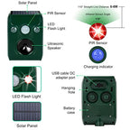 PGFIT 2 pack Solar Animal Repeller Ultrasonic Outdoor Animal Repellent Waterproof Movement LED Flashing Alarm Sound Activated Applicable toDeer,Cat,Bird,Rabbit,Squirrel,Skunk.Protecting Lawn Orchards。