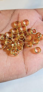 10 Stainless Steel Hair Beads for Loc Braids Twist and Natural Hair, Loc Beads, Dreadlock Hair Accessories, Loc Jewelry (8mm, Gold)