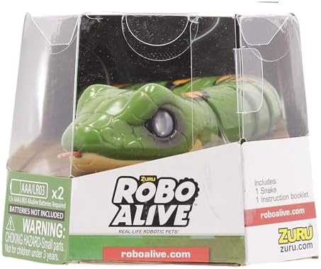 Robo Alive Slithering Snake Series 3 Green by ZURU Battery-Powered Robotic Light Up Reptile Toy That Moves (Green),7150B