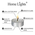 Tealight Candles - 4 Hours - Giant 100,200,300 Bulk Packs - White Unscented European Votive Smokeless Tea Lights for Shabbat, Weddings, Christmas, Home Decorative- 100 Pack